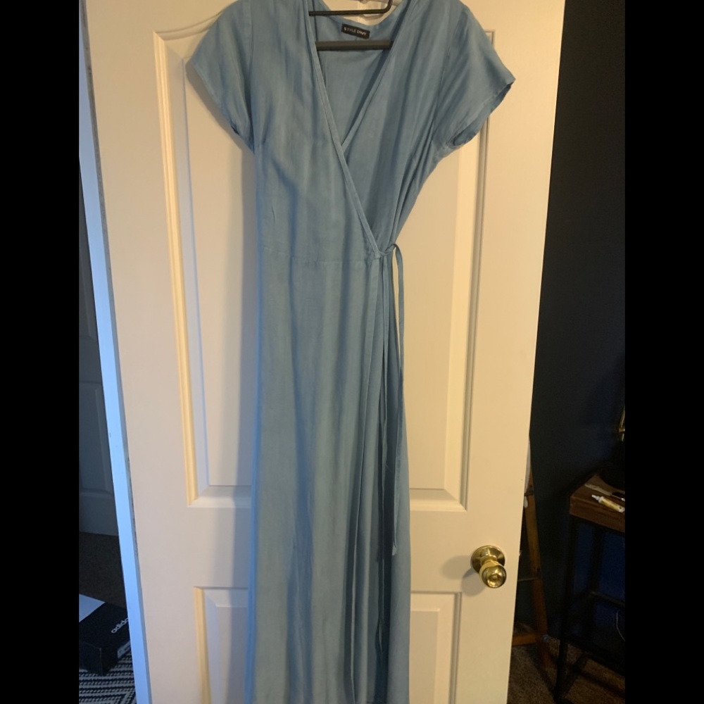 Sky Blue wrap dress! Can be a small or medium!